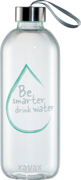 Glasflasche, 1 l, heiß/kalt, Schlaufe mit Schutzhülle, für Kohlensäure