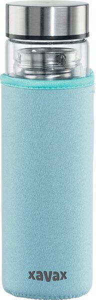 Glasflasche, 450 ml, mit Schutzhülle Einsatz, für Kohlensäure u. heiß/kalt
