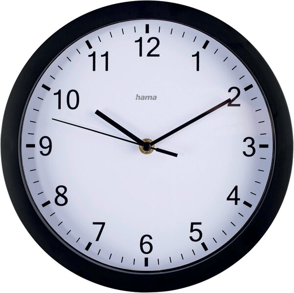 Wanduhr Elba, Ø 25 cm, schwarz ohne Ticken, analoger Zeitanzeige,