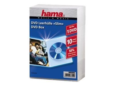 HAMA 1x10 Hama DVD-Leerhülle Slim Transparent 50% Platzersp. 83890