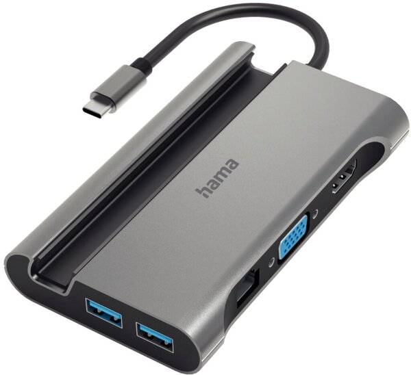 HAMA USB-C-Multiport-Adapter 7 Ports, 3x USB-A, USB-C, VGA, HDMI C, LAN/Ethernet