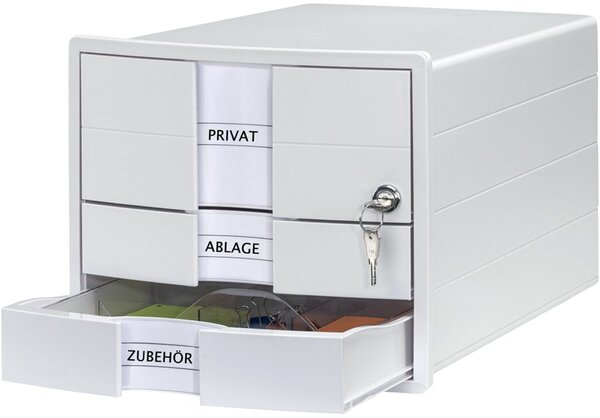 HAN Schubladenbox IMPULS, 3 Schübe, mit Schloss, weiß