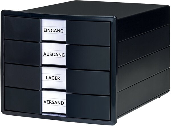 HAN Schubladenbox KARMA  schwarz DIN C4 mit 4 Schubladen