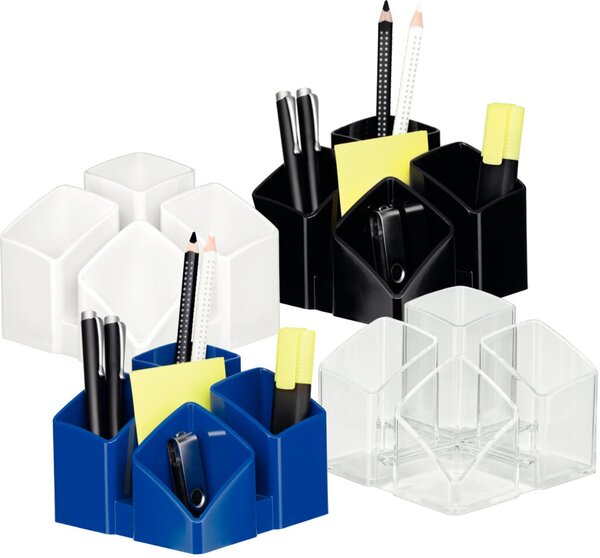 HAN Stiftehalter SCALA grau-transparent Polystyrol 4 Fächer 12,5 x 12,5 x 10,0 cm