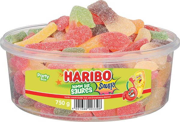 Haribo Nimm Dir Saures 750g Party Box Saure Fruchtgummi Mischung
