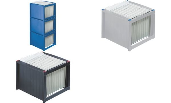 HELIT Hängeregistratur-Gestell für 40 Hängemappen, blau stapelbar, mit Zwischen