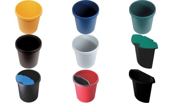 HELIT Kunststoff-Papierkorb, 30 Liter, PE, grün rund, mit umlaufendem Griffrand