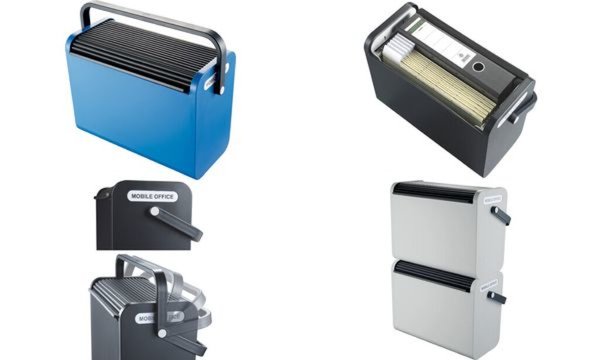 HELIT Mobilbox - lichtgrau schwarzer Rolloverschluss - für 25 Hängemappen oder 