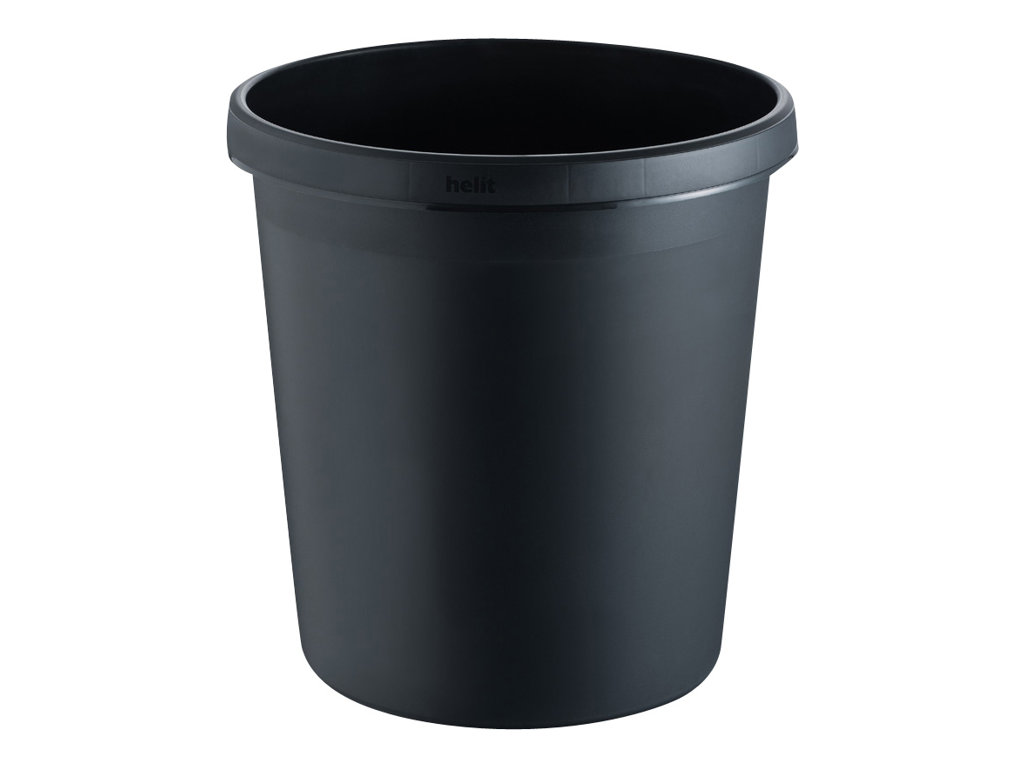 HELIT Papierkorb, 18 Liter, PE, rund, schwarz umlaufender Griffrand, oberer Dur