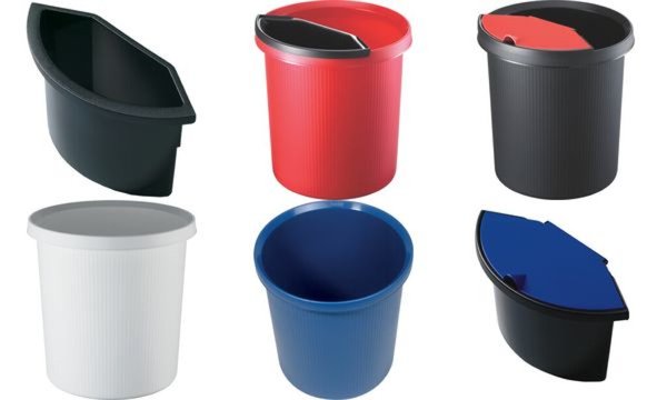 HELIT Papierkorb Linear, 18 Liter, rund, PE, blau mit umlaufendem Griffrand, ob