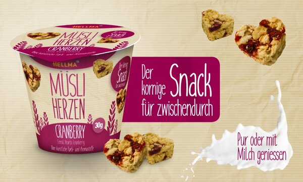 Müsli-Herzen Cranberry, 30 g, mit Haferflocken
