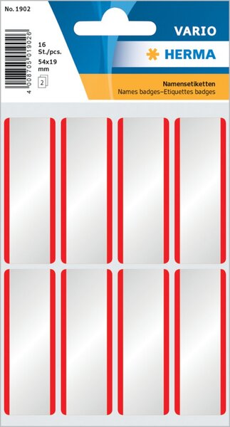 Etikett 54x19mm Namen roter Rand Beschriftb.Acetatseide 16Et 1Pack