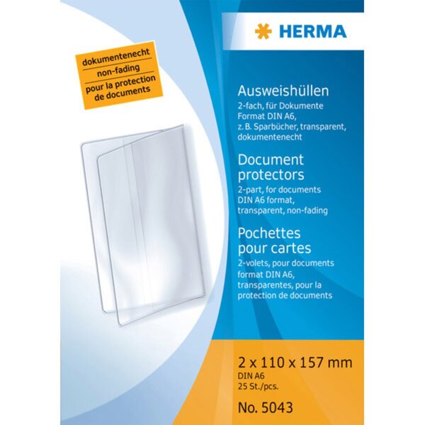 Ausweishülle 2x110x157 mm transp. für Format DIN A6 z.B. Sparbücher