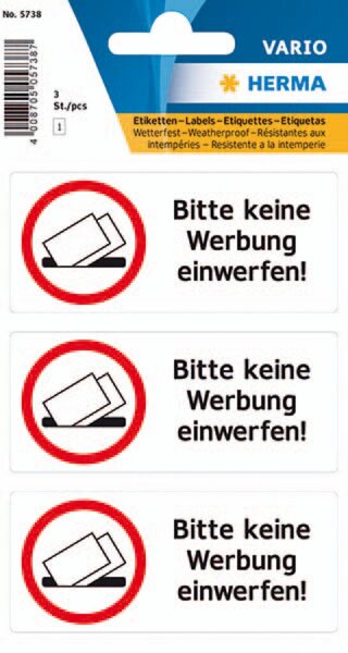 Hinweisetikett wetterfest Bitte keine Werb.einw. 3St 1Pack