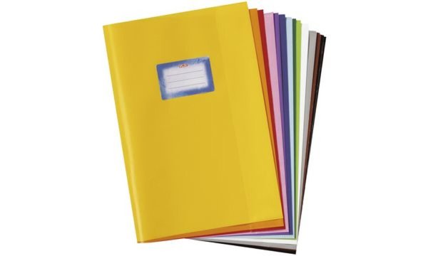 HERLITZ Heftschoner DIN A4, geprägt (Bast), PP, weiß mit aufgeklebtem Beschrift
