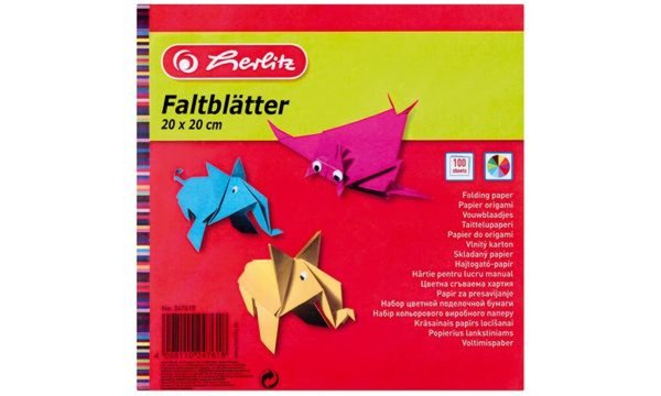 HERLITZ Origami Faltblätter, 200 x 200 mm, farbig sortiert Plakatpapier, 60 g-q
