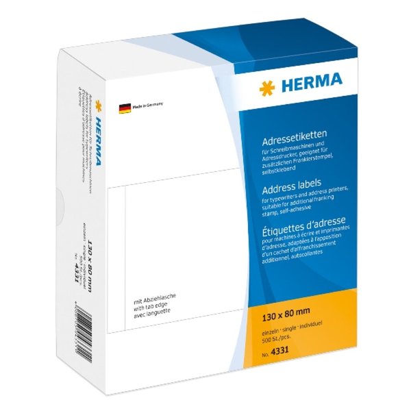 HERMA Adressetiketten einzeln weiß 130x80  mm Papier 500 St.