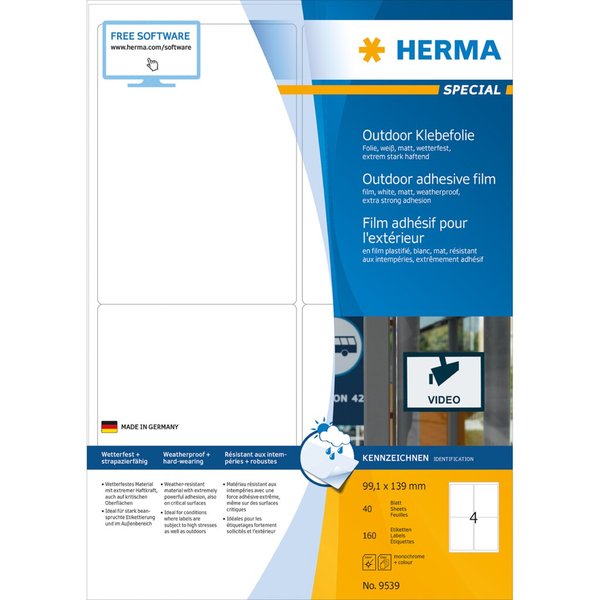 HERMA Etik. A4 Outdoor Klebefolie weiß 99,1x139 mm  160 St.