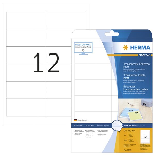 HERMA Etik. transparent  A4 matt  97 x 42,3mm wfest  120 St.