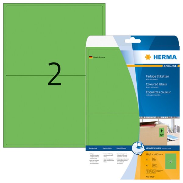 HERMA Etiketten A4 grün 199,6x143,5 mm Papier matt 40 St.