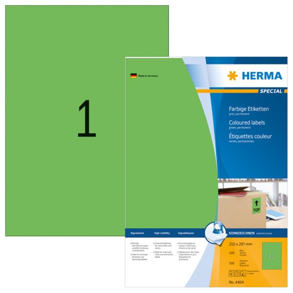 HERMA Etiketten A4 grün 210x297 mm Papier matt  100 St.
