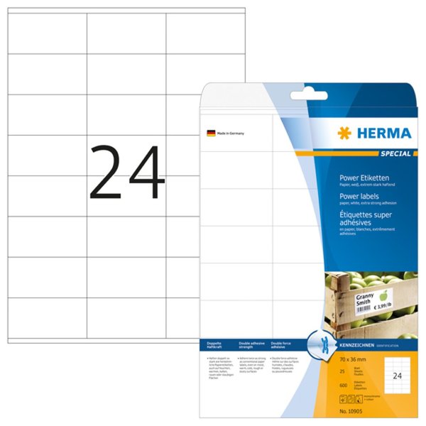 HERMA Etiketten A4 weiß 70x36     mm extrem haftend  600 St.