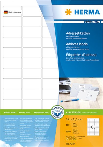 HERMA Premium - Permanent selbstklebende, matte laminierte Adressetiketten aus 