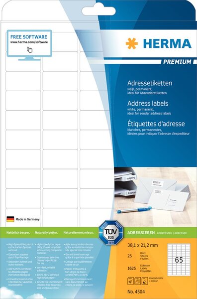 HERMA Premium - Permanent selbstklebende, matte laminierte Adressetiketten aus 