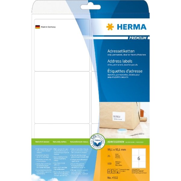 HERMA Universal-Etiketten PREMIUM, 99,1 x 93,1 mm, weiß mit Rand, selbstklebend