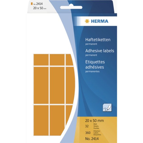 HERMA Vielzwecketik. leuchtorange  20x50 mm Papier 360 St.
