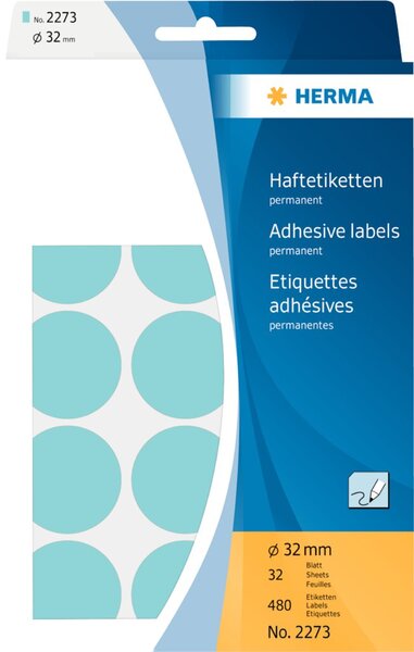 HERMA Vielzwecketiketten blau 32 mm rund Papier 480 St.