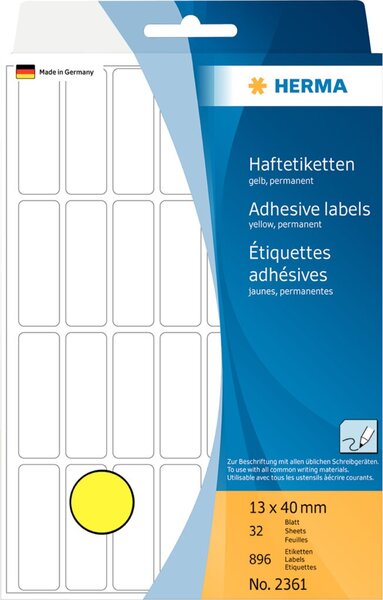 HERMA Vielzwecketiketten gelb 13x40 mm Papier matt 896 St.
