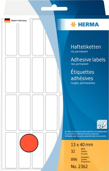 HERMA Vielzwecketiketten rot  13x40 mm Papier matt 896 St.