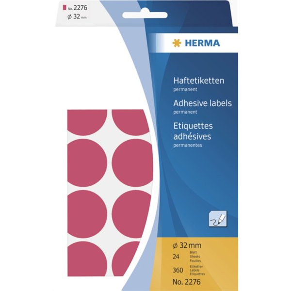 HERMA Vielzwecketiketten rot  32 mm rund Papier 360 St.