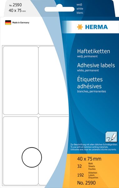 HERMA Vielzwecketiketten weiß 40x75  mm Papier matt 192 St.