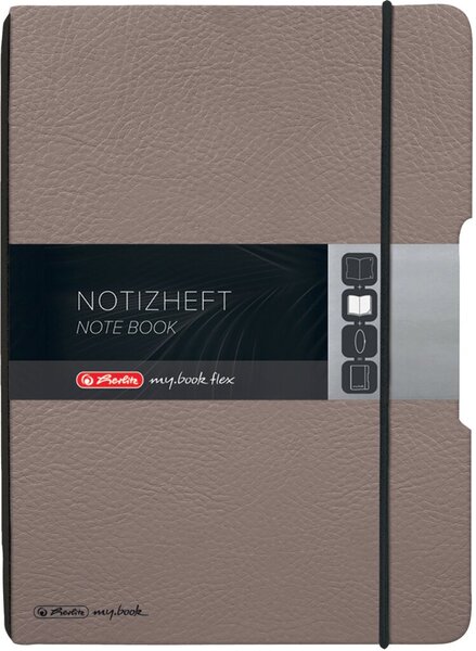 Notizheft flex Lederoptik A5, 40 Blatt taupe, punktiert, FSC Mix