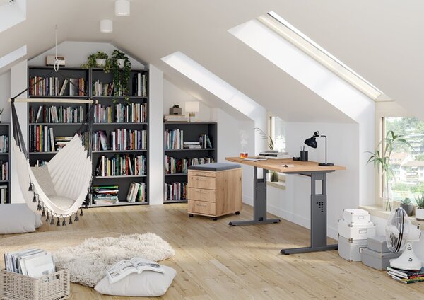 Rollcontainer 58 cm, 3 Schübe, Schloß Korpus und Front Assteiche