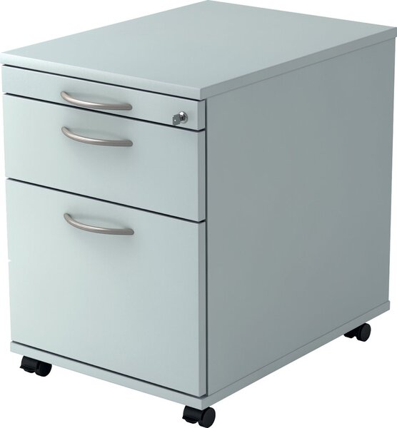 Rollcontainer 58 cm, 1 Schub, Schloß Korpus und Front Grau