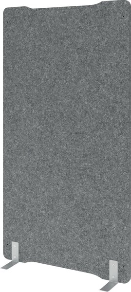 Akustikstellwand gerade 100 x 180 cm grau-meliert, Filzoptik, freistehend