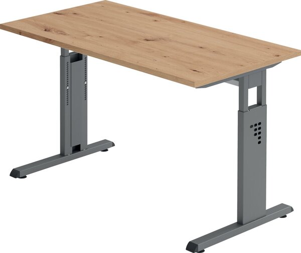 Schreibtisch C-Fuß 120 x 67 cm Asteiche/Graphit Platte 2,5cm Asteiche