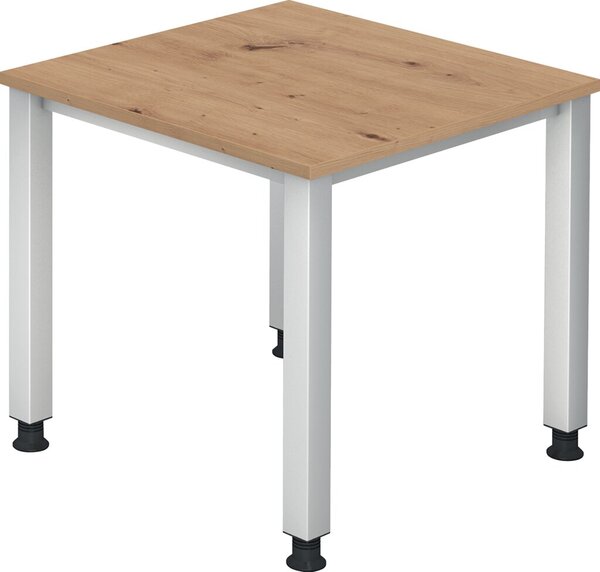 Schreibtisch 4-Fuß eckig 80 x 80 cm Asteiche, Rechteckform, Platte 2,5 cm