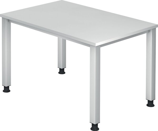 Schreibtisch 4-Fuß eckig 120 x 80 cm Weiß, Rechteckform, Platte 2,5 cm