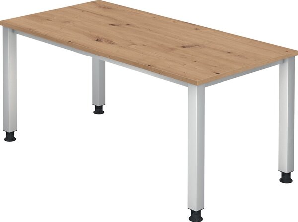 Schreibtisch 4-Fuß eckig 160 x 80 cm Asteiche, Rechteckform, Platte 2,5 cm