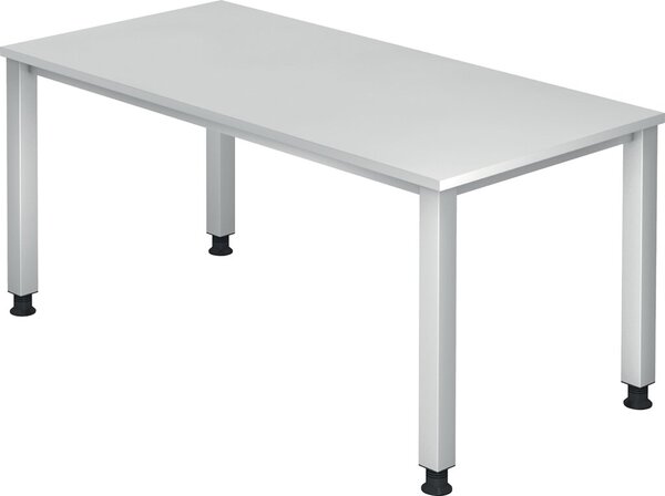 Schreibtisch 4-Fuß eckig 160 x 80 cm Weiß, Rechteckform, Platte 2,5 cm
