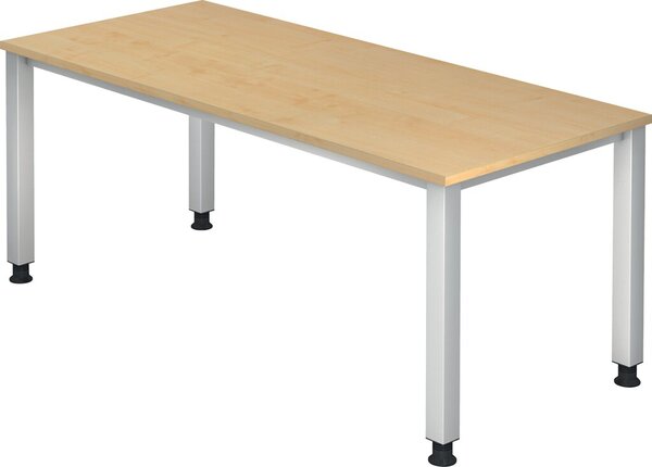 Schreibtisch 4-Fuß eckig 180 x 80 cm Ahorn, Rechteckform, Platte 2,5 cm