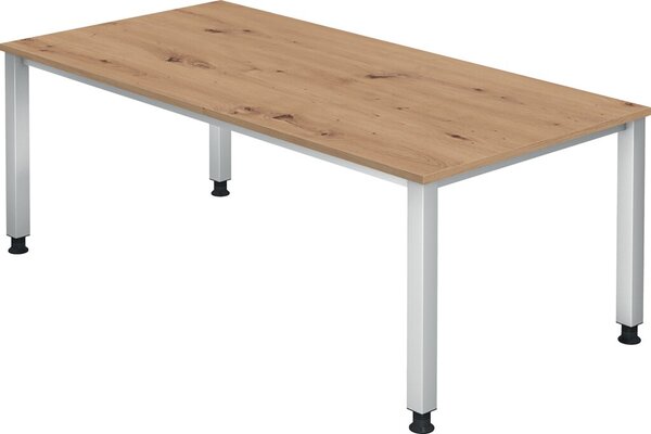 Schreibtisch 4-Fuß eckig 200 x 100 cm Asteiche, Rechteckform, Platte 2,5 cm