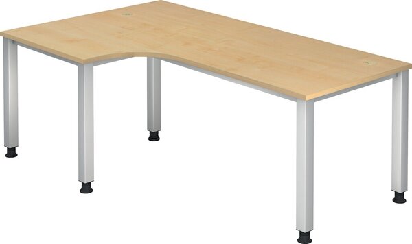 Winkeltisch 4Fuß eckig 200x120 cm 90° Ahorn, Platte 2,5 cm, Winkelform 90°