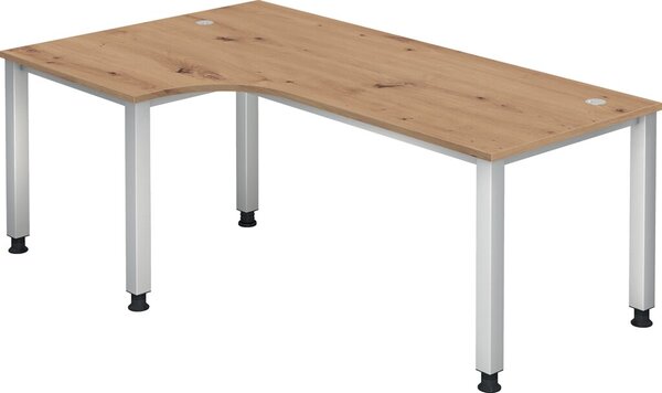 Winkeltisch 4Fuß eckig 200x120 cm 90° Asteiche, Platte 2,5cm, Winkelform 90°