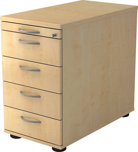 Standcontainer 80 cm, 4 Schübe, Schloß Korpus und Front Ahrorn