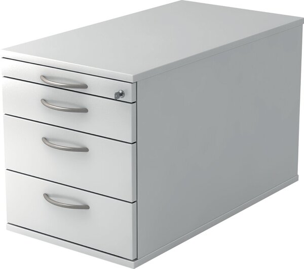 Rollcontainer 80 cm, 3 Schübe, Schloß Korpus und Front Weiß